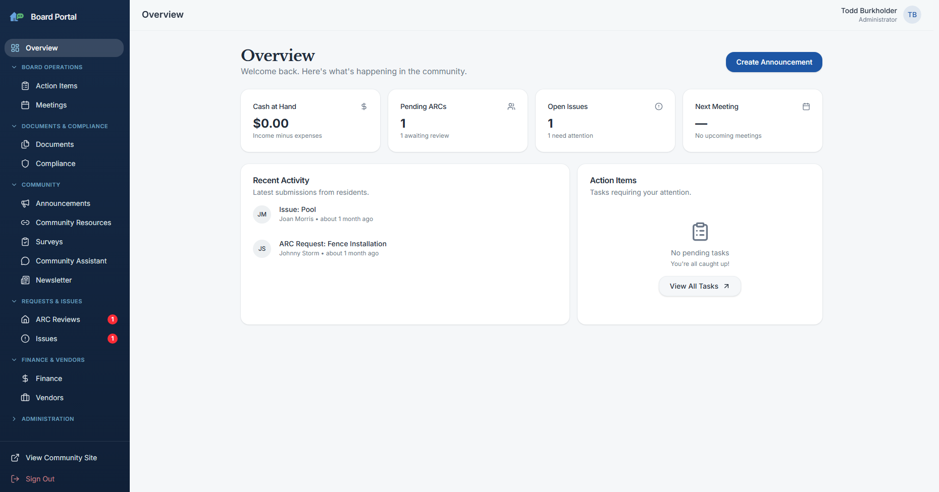 HoamConnect Dashboard Preview